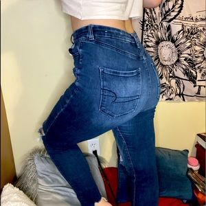 highwaisted distressed skinny jeans